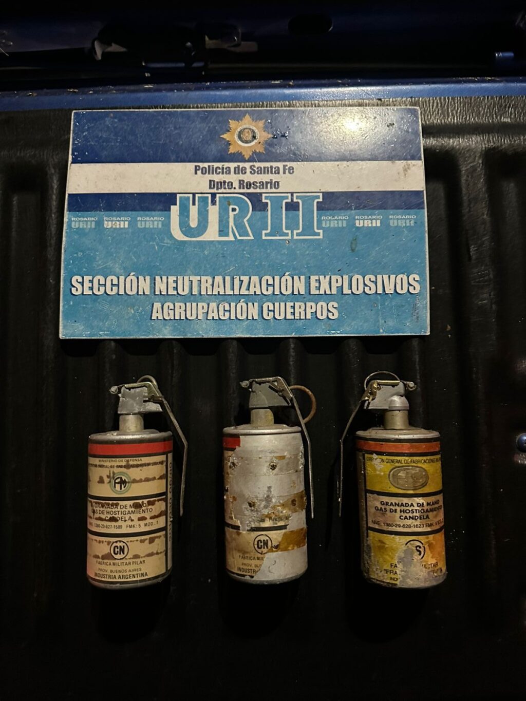 Granadas Rosario halladas en contenedor Laprida y Biedma UR II