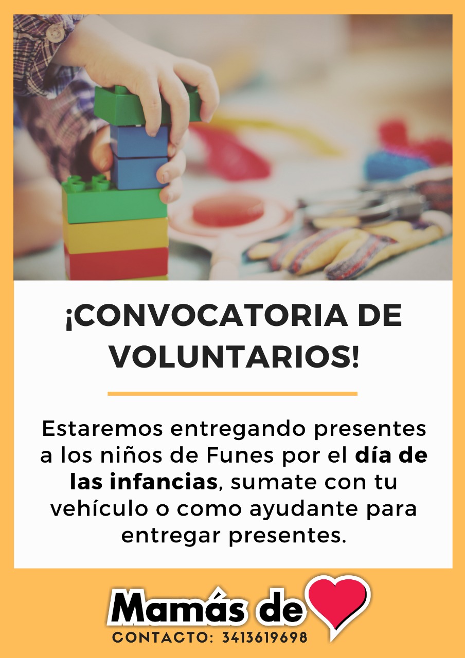 Convocatoria de Voluntarios por los festejos del día de la niñez en Funes