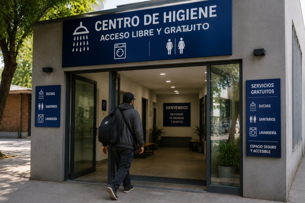 Imagen ilustrativa de la entrada de un Centro de Higiene Rosario con acceso libre y gratuito
