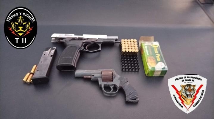 Armas secuestradas en Cerrillo 3700: pistola 9 mm, cargador y revolver calibre 22