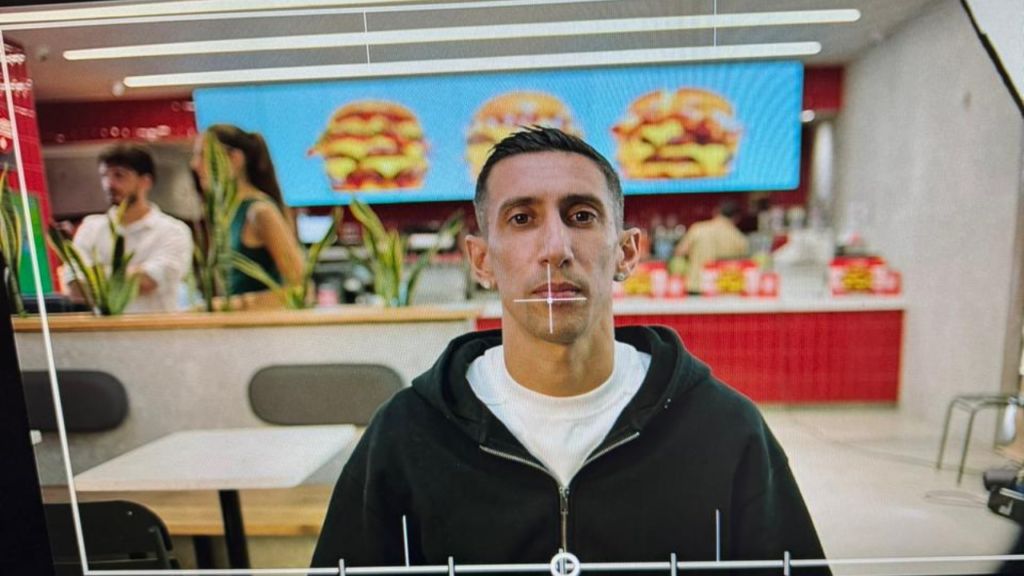 Di María en Funes durante el rodaje del comercial de Mostaza