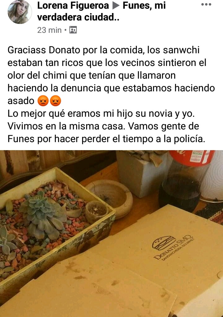 #Funes: Denunciaron a sus vecinos por olor a asado pero resultó ser un sandwich de Donatto SMQ