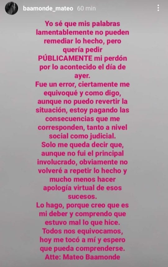funes se disculpó