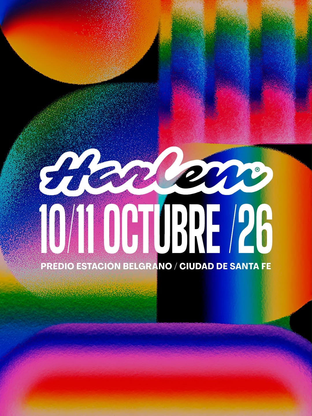 Flyer oficial Harlem Festival 2026: 10 y 11 de octubre en la Estacion Belgrano