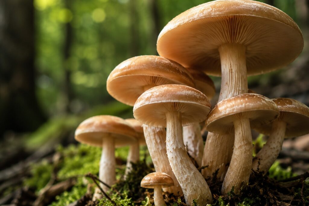 Hongos en el bosque, ilustrando el programa de innovación fúngica