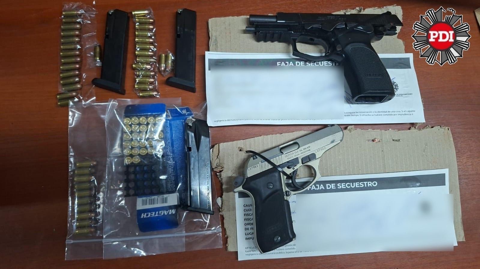 Lince Rosario molotov: pistolas Bersa 9 milímetros y .380 secuestradas