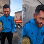 Messi de Caminito viral: el performer caracterizado como el capitán argentino con la Copa del Mundo