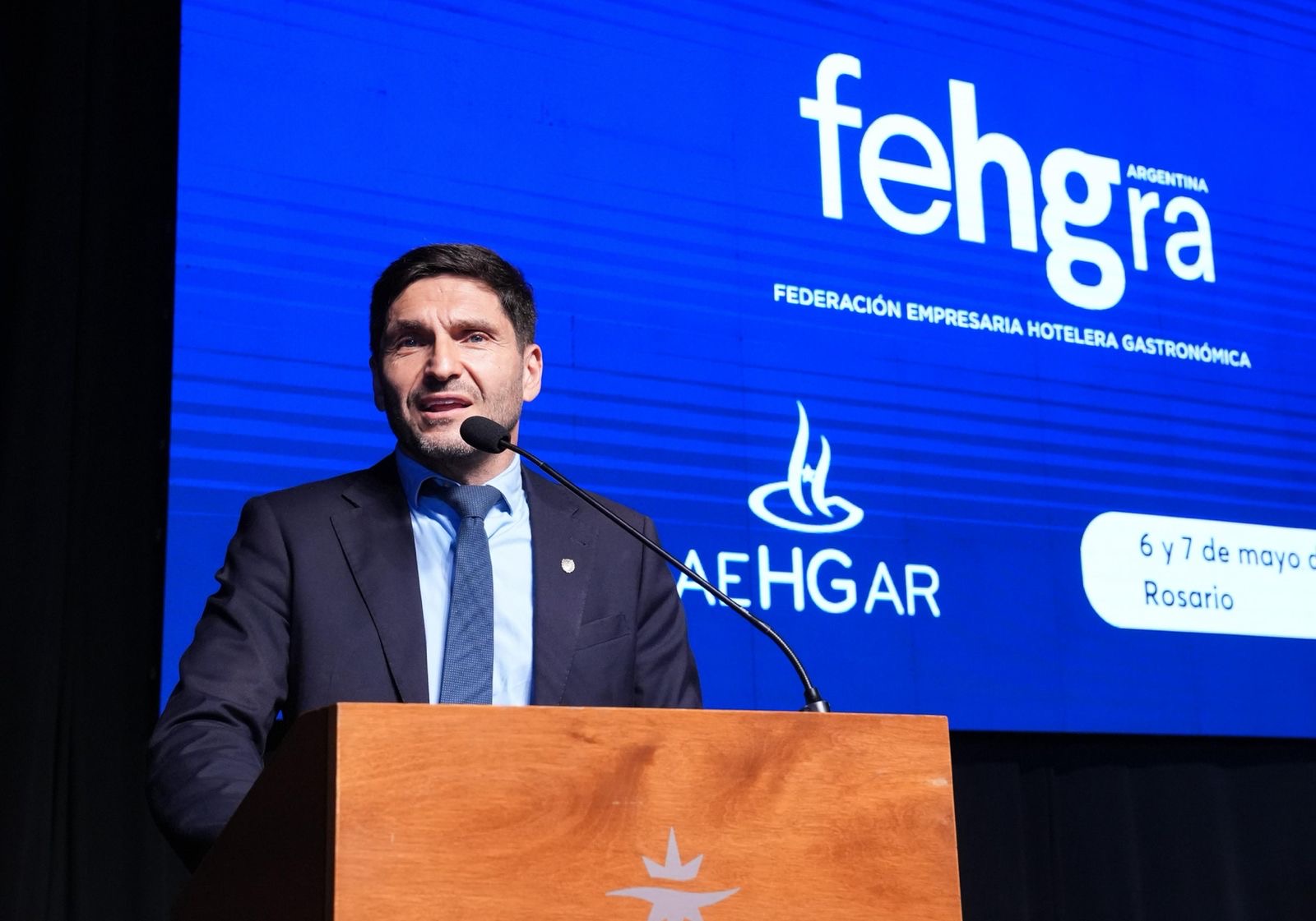 Pullaro durante su discurso en el reconocimiento Fehgra Rosario
