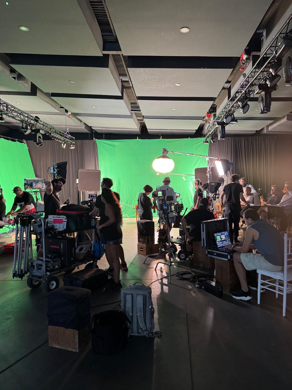 Set de chroma del rodaje del spot de Quilmes