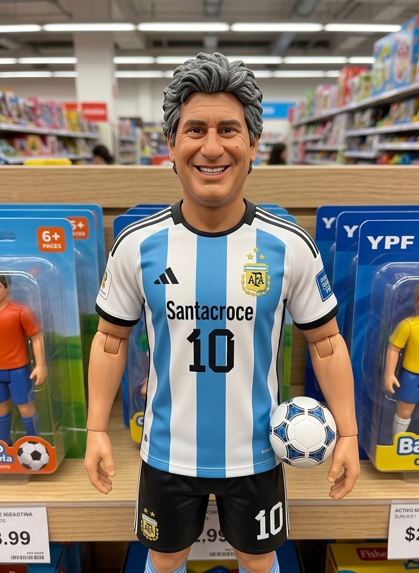 Roly Mundialista figura articulada de colección estilo juguete con camiseta Santacroce 10