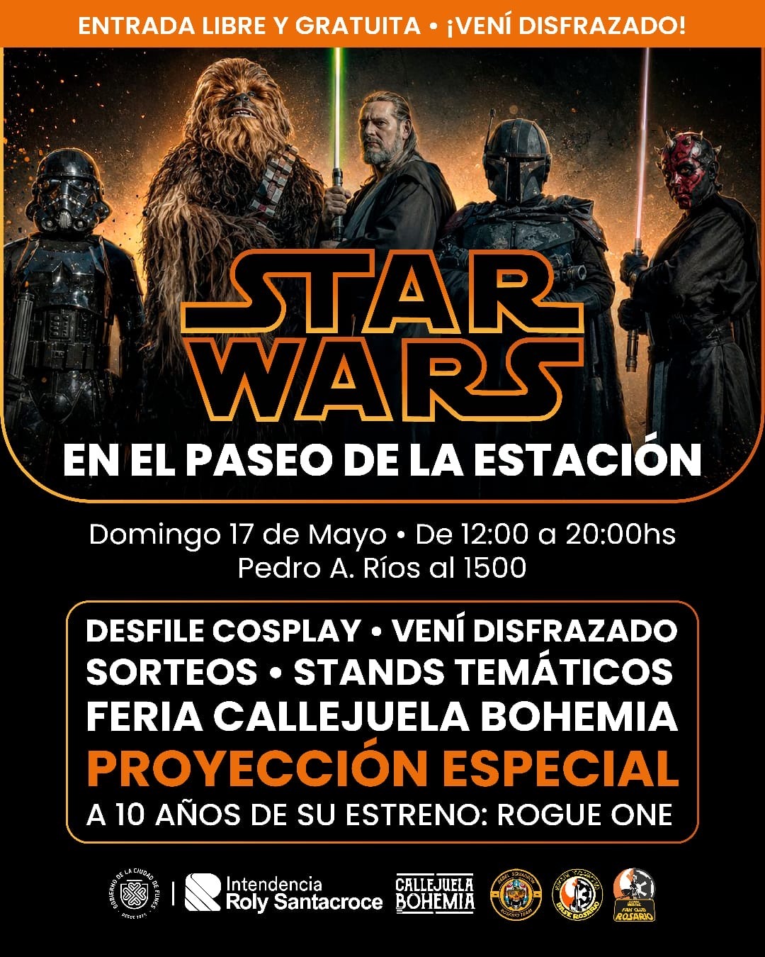 Flyer del evento Star Wars Funes en el Paseo de la Estacion - domingo 17 de mayo de 2026