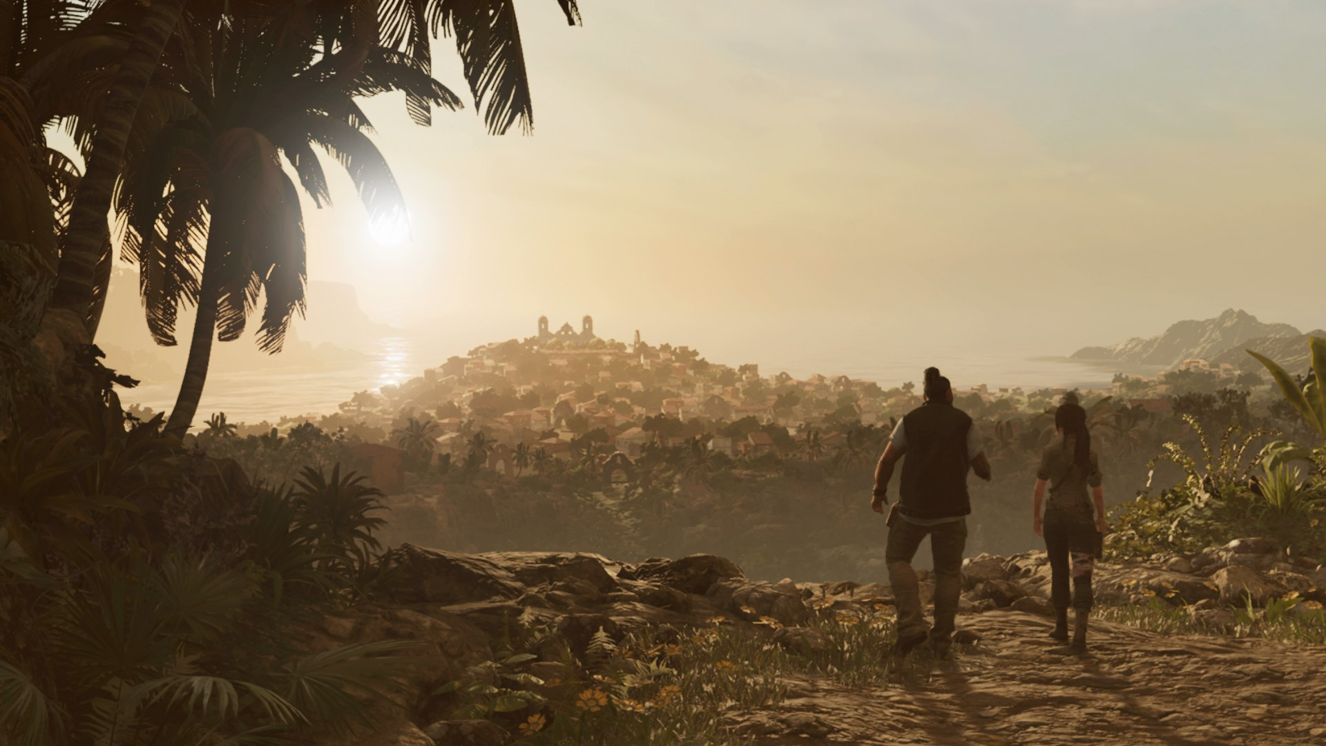 Escena cinematográfica con Lara Croft, dentro del universo Tomb Raider