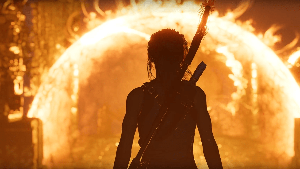 Imagen ilustrativa de la saga Tomb Raider, con Lara Croft en una escena épica