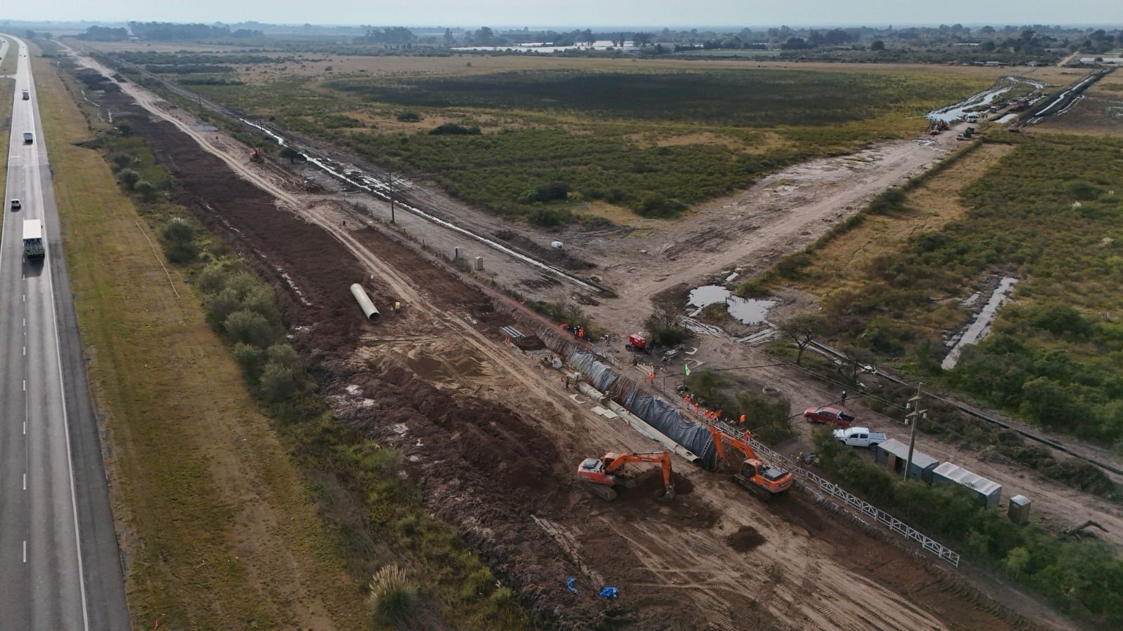 Acueducto Biprovincial: obra entre Coronda y San Francisco junto a la autopista