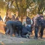 Operativo policial durante la final de la Liga Cañadense en Carcarañá