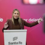 La vocera Virginia Coudannes en el balance del Día de la Bandera en Rosario