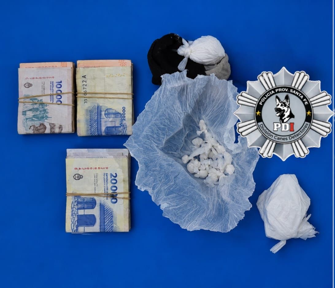 Dinero y cocaína secuestrados por la PDI