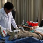 Donante de sangre en una colecta pública del Ministerio de Salud de Santa Fe