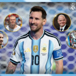 Lionel Messi hizo historia en el Mundial: tres goles, un récord imposible y la admiración de todo el planeta Lionel Messi sonríe con la camiseta número 10 de la Selección Argentina, rodeado de imágenes de Haaland, Zlatan Ibrahimovic, Gianni Infantino y los hinchas en Bangladesh