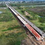 Vista aérea del nuevo Puente Carretero en construcción entre Santa Fe y Santo Tomé