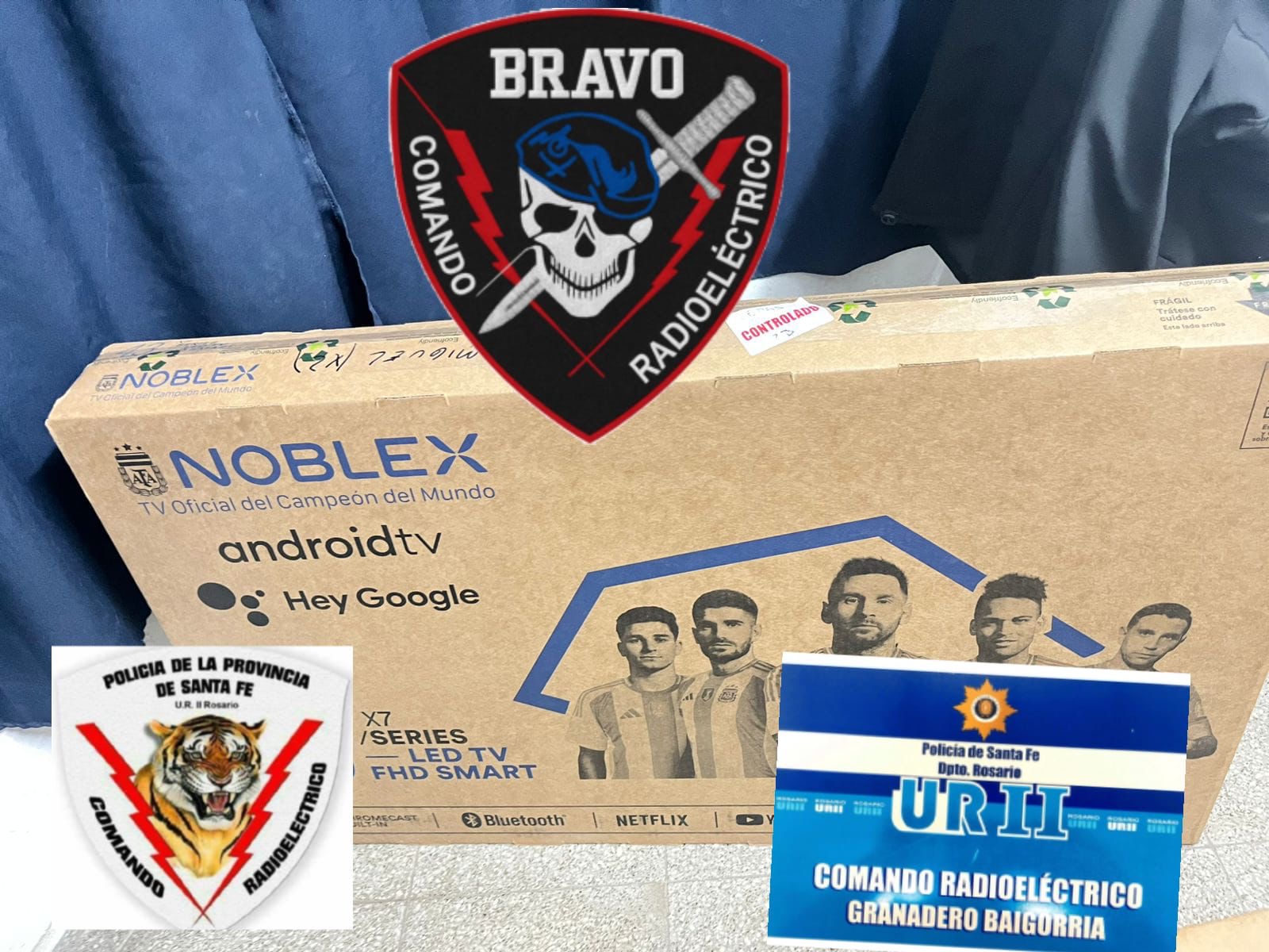 Televisor Noblex recuperado tras la estafa con tarjetas clonadas