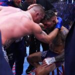 Topuria vs Gaethje: Ilia Topuria y Justin Gaethje se abrazan en el octágono tras la pelea en UFC Casa Blanca