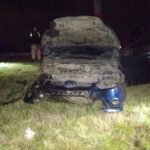 Vuelco en la Autopista Rosario-Córdoba: el Ford Focus en el km 308