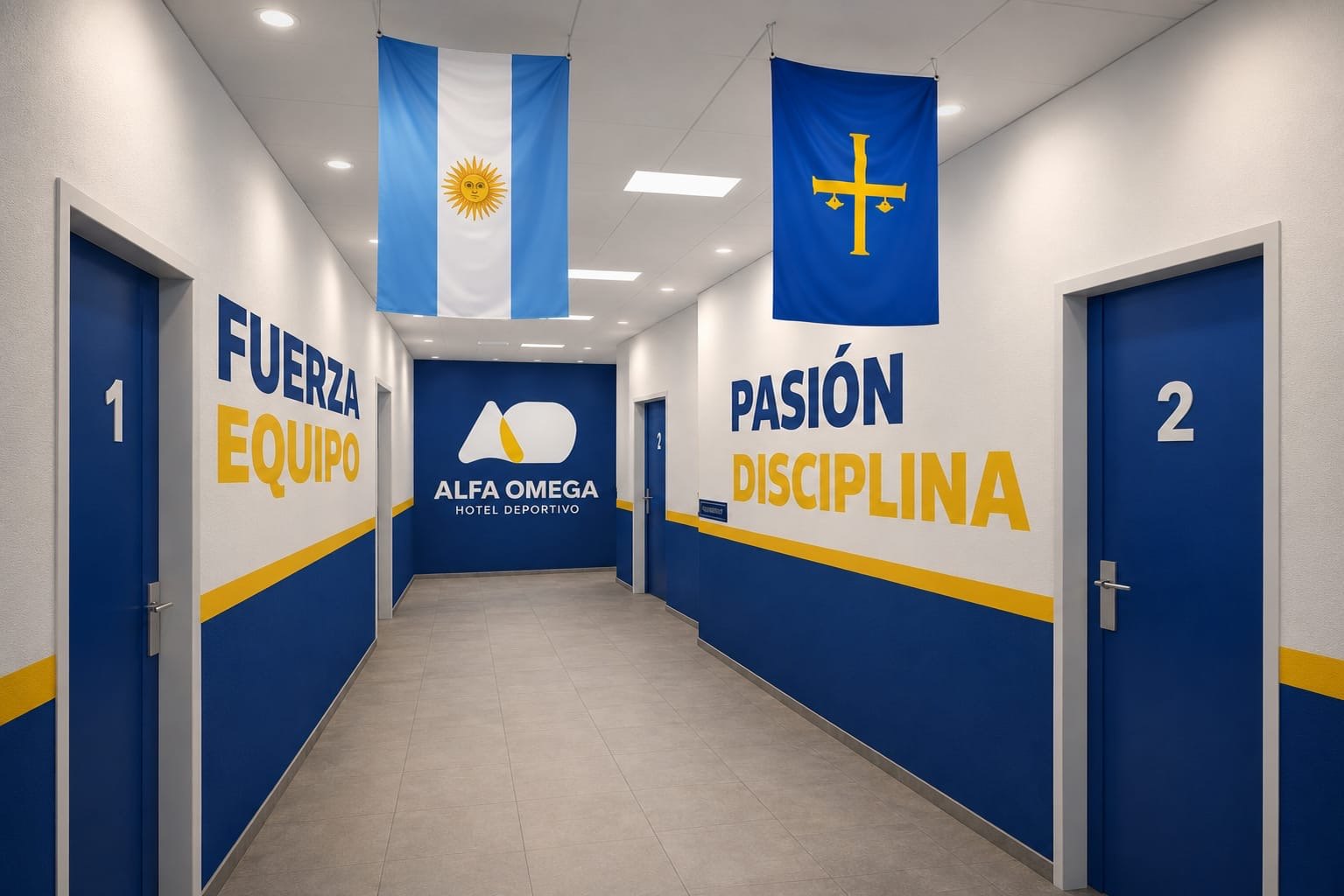 Pasillo del Alfa Omega Hotel Deportivo