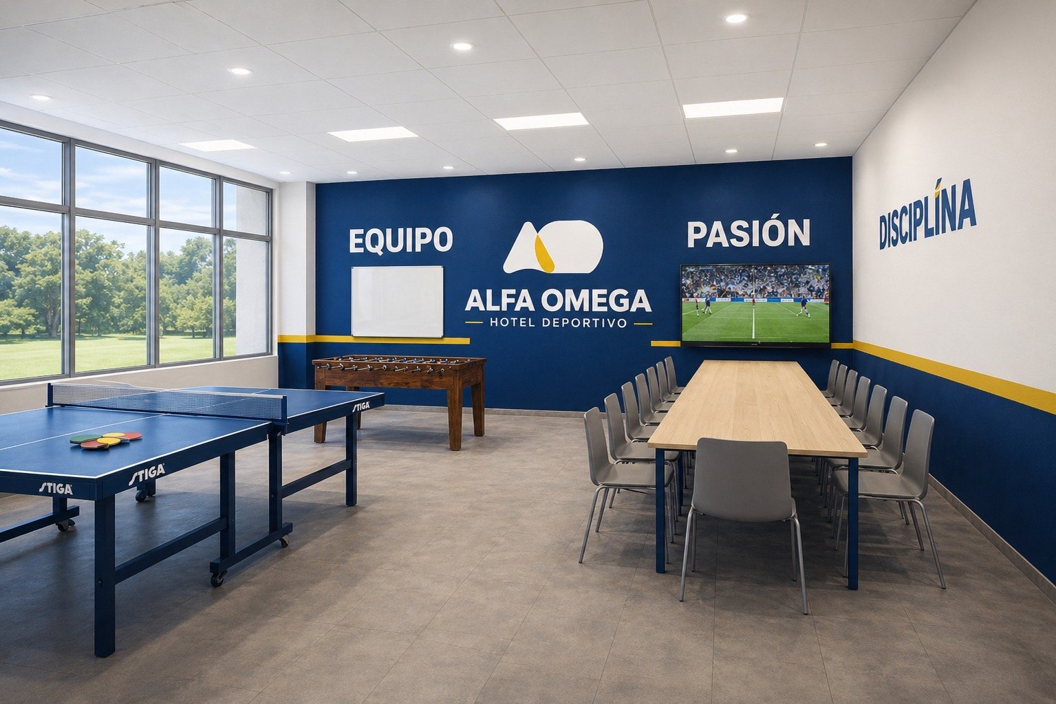 Salón de usos múltiples del Alfa Omega Hotel Deportivo