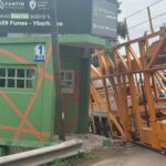 Camión que se llevó puesta una garita sobre la Ruta 59 en Funes