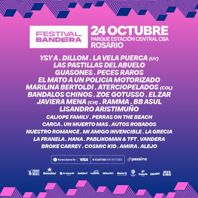 Flyer oficial del Festival Bandera 2026 con el line-up completo