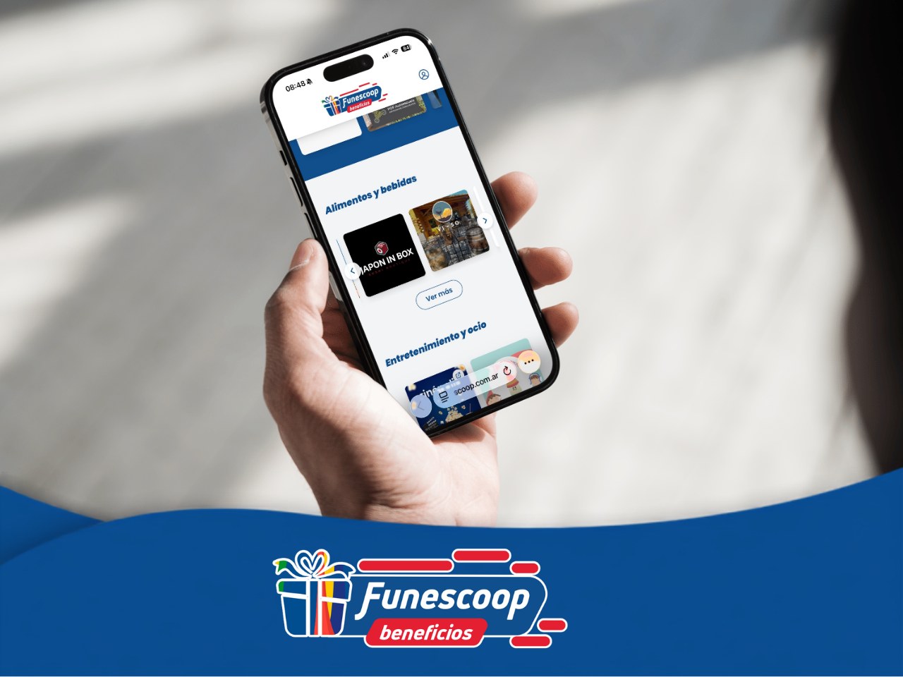 La plataforma de Funescoop Beneficios, donde los abonados generan el código QR del descuento