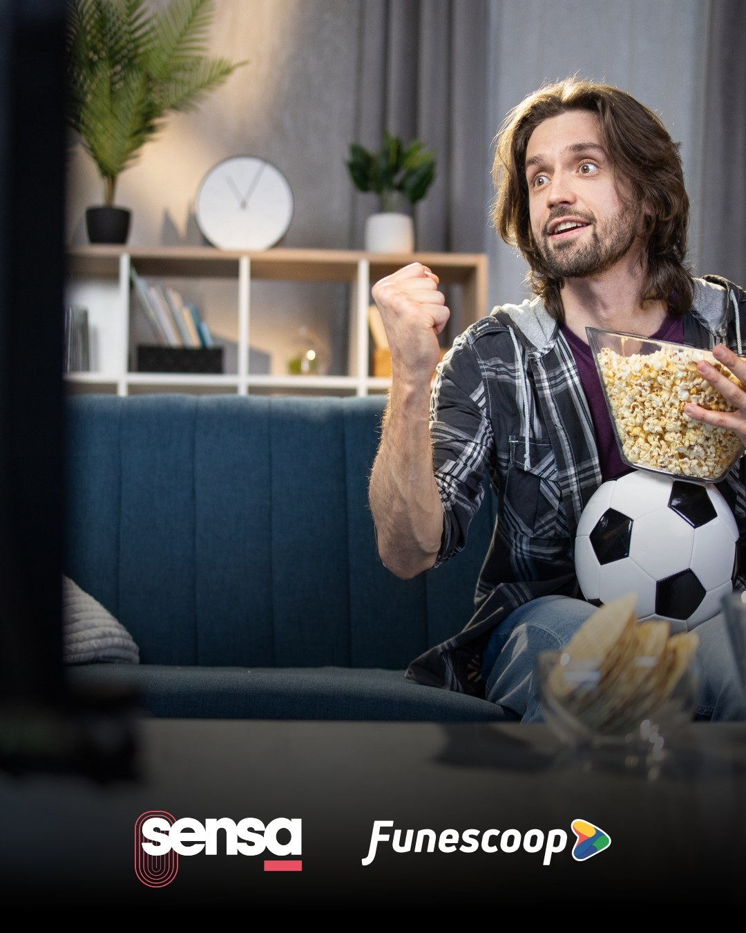Placa de difusión del Pack Fútbol que ofrece Funescoop a través de la plataforma Sensa
