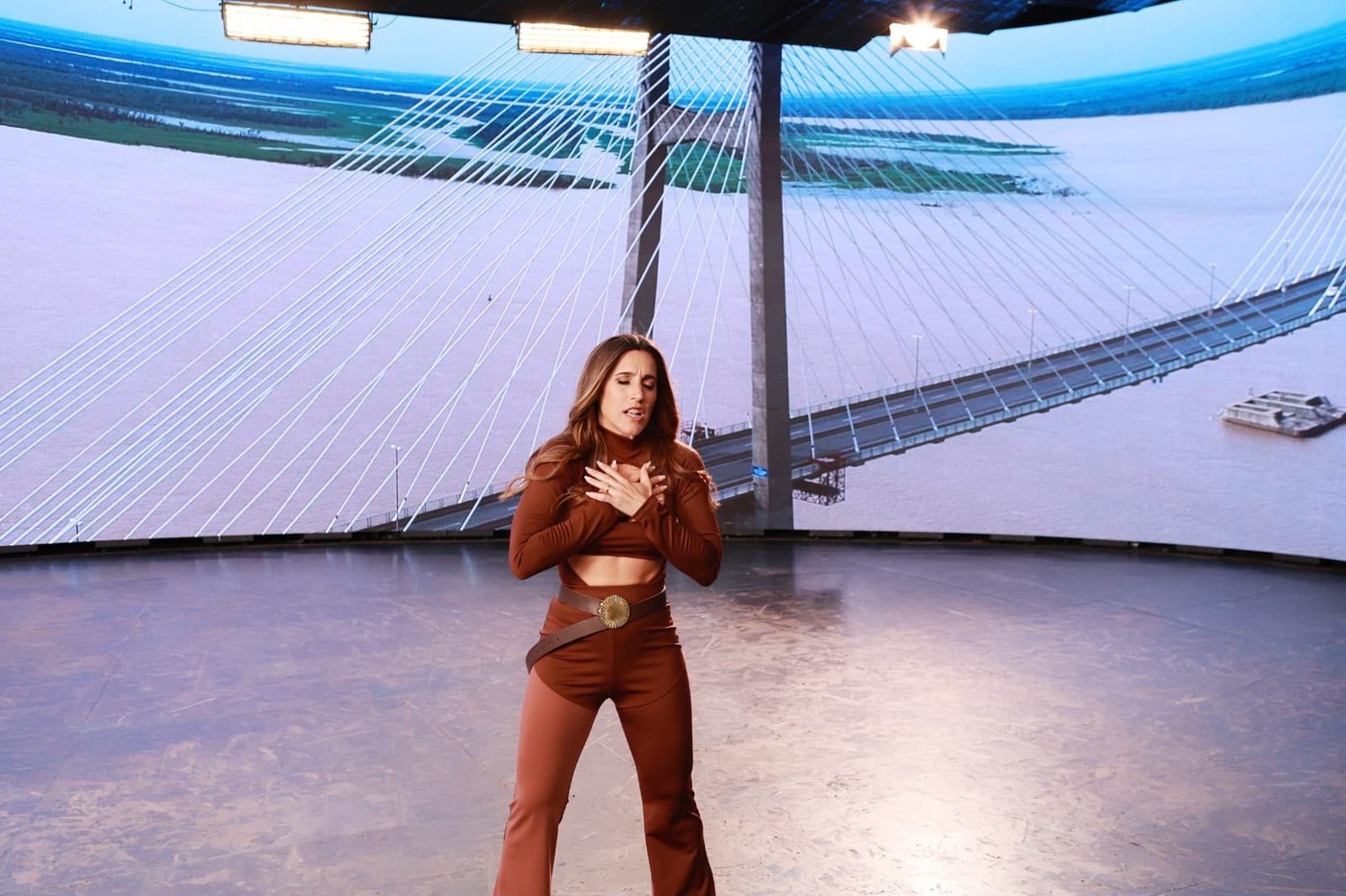 Soledad Pastorutti durante la grabación del videoclip