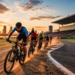 El concejal Pablo Gavira impulsa la primera Maratón Ciclística "Día de la Bandera" en Rosario Ciclistas en plena competencia durante la Maratón Ciclística Día de la Bandera en el Autódromo Municipal de Rosario