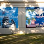«Proyecto Cielo»: artistas rosarinos pintan el primer mural colectivo en el cementerio El Salvador Mural colectivo en el cementerio El Salvador de Rosario: figura de un ángel sobre un cielo pintado