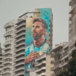 El mural de Lionel Messi sobre un edificio de Rosario, la ciudad natal del capitán de la Selección