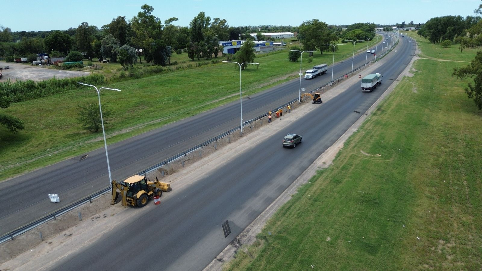 Obra del tercer carril de la autopista Rosario–Santa Fe rumbo a Timbúes