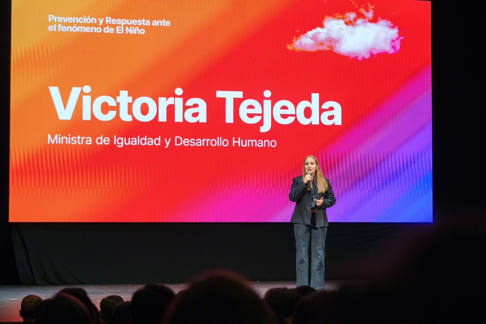 La ministra de Igualdad y Desarrollo Humano, Victoria Tejeda, durante su exposición